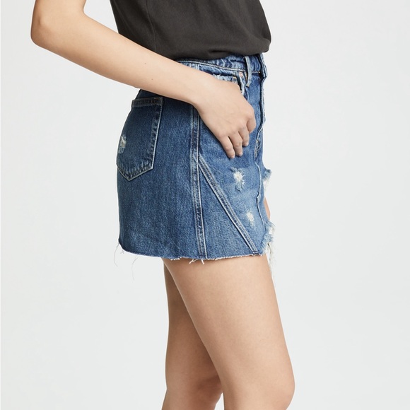 Free People Denim a-line mini skirt distressed - Picture 6 of 10